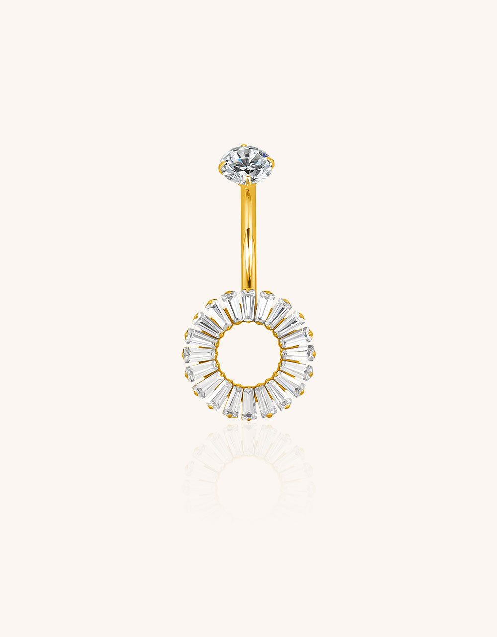 Titanium Internally Threaded Asscher-Cut CZ Navel Ring