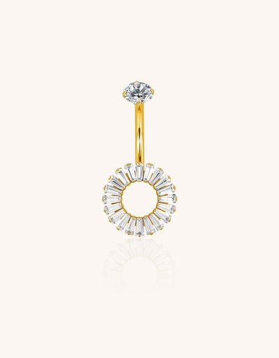 Titanium Internally Threaded Asscher-Cut CZ Navel Ring