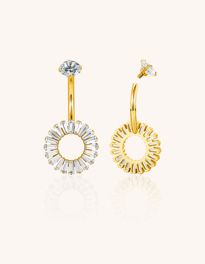 Titanium Internally Threaded Asscher-Cut CZ Navel Ring