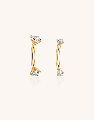 Titanium Double Stone Belly Button Ring – Classic Two-Gem Navel Piercing