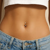 Titanium Double Stone Belly Button Ring – Classic Two-Gem Navel Piercing