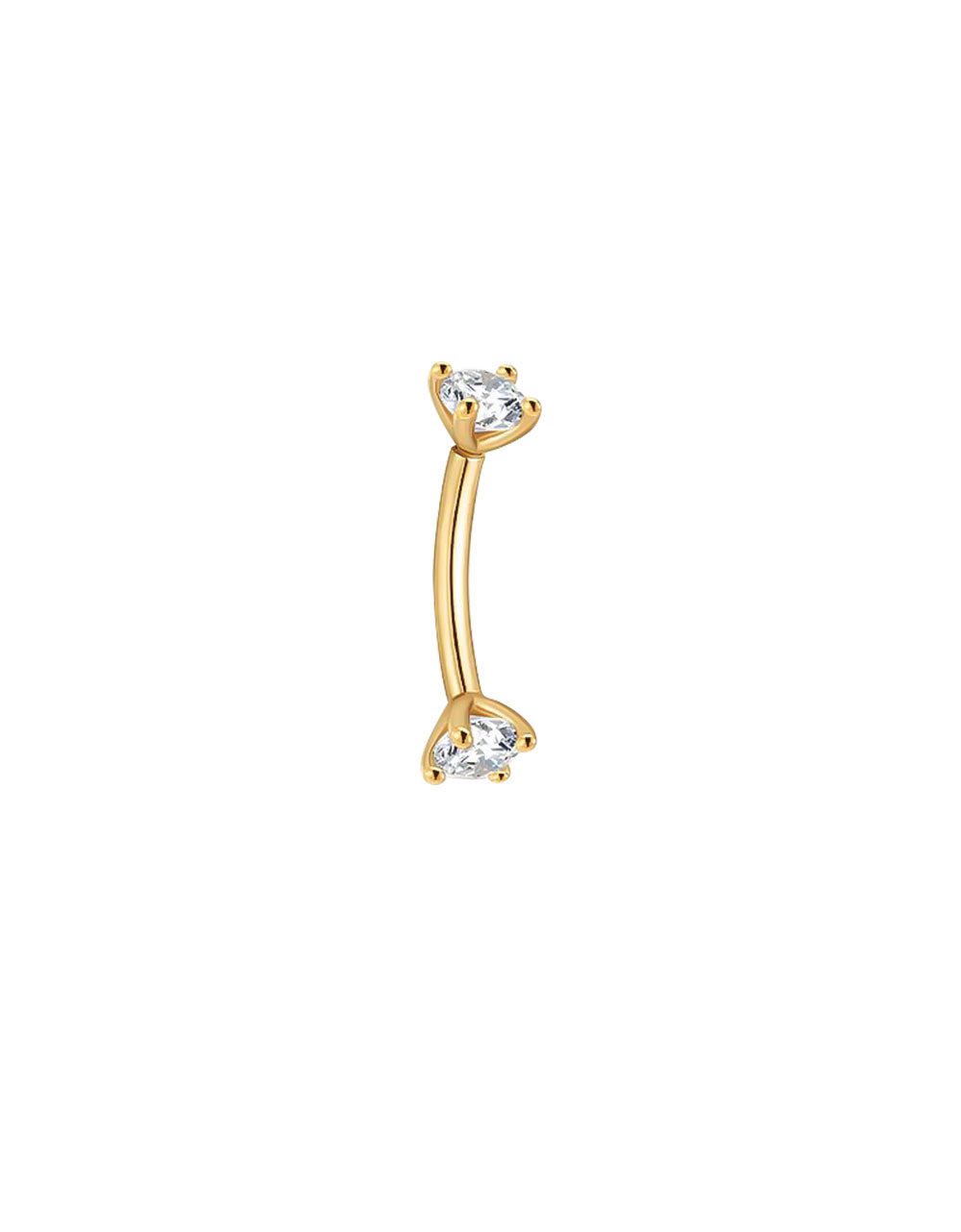 Titanium Double Stone Belly Button Ring – Classic Two-Gem Navel Piercing