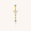 F136 Titanium Belly Ring with CZ Bezel Top