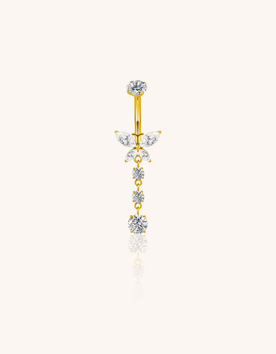 F136 Titanium Belly Ring with CZ Bezel Top
