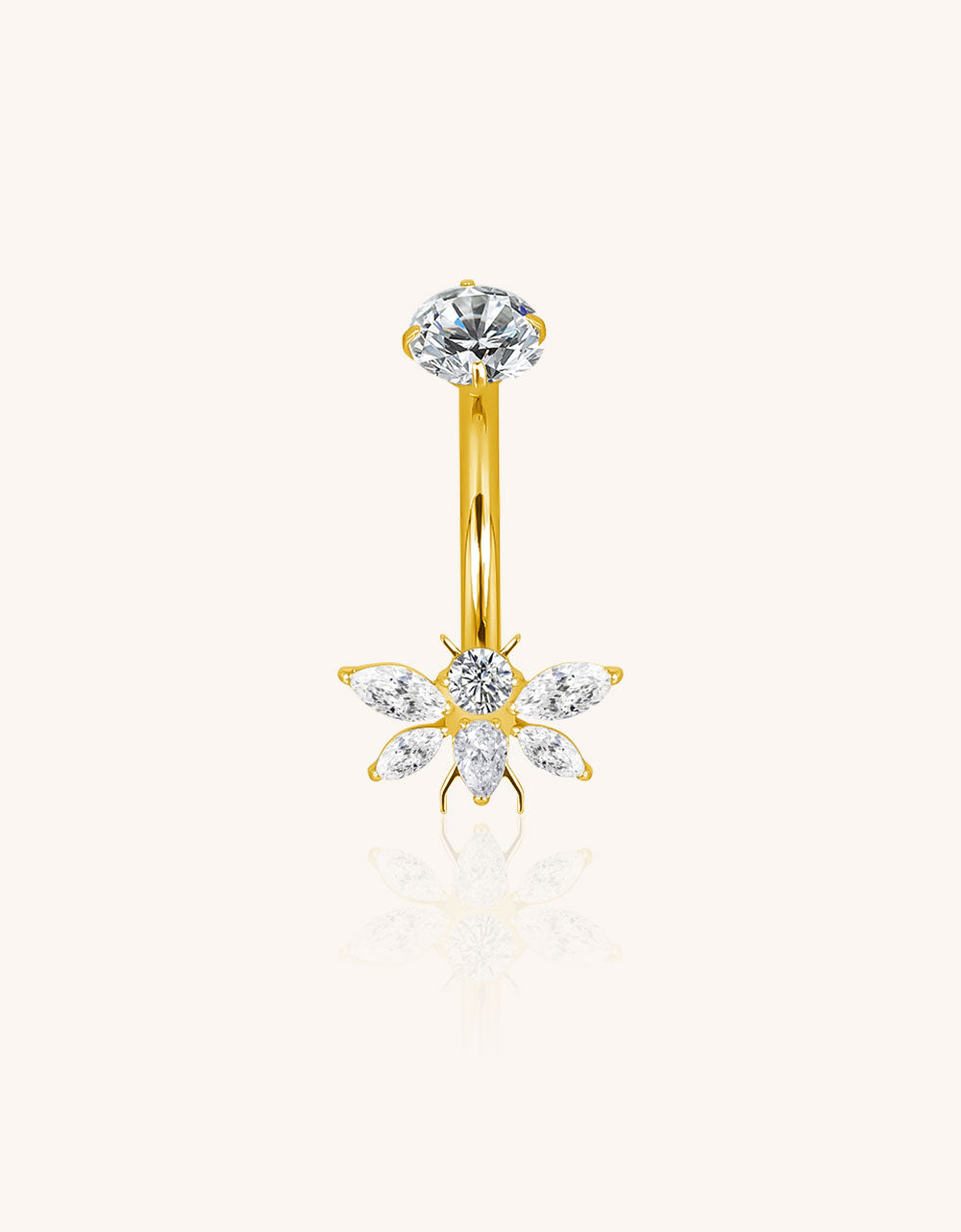 mplant-Grade Titanium Internally Threaded Belly Button Ring – Bee Design