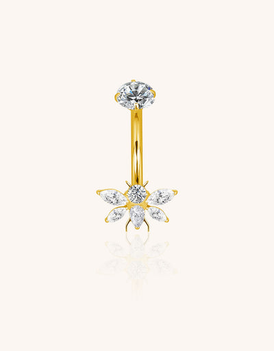 mplant-Grade Titanium Internally Threaded Belly Button Ring – Bee Design