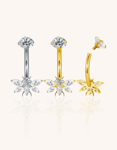 mplant-Grade Titanium Internally Threaded Belly Button Ring – Bee Design