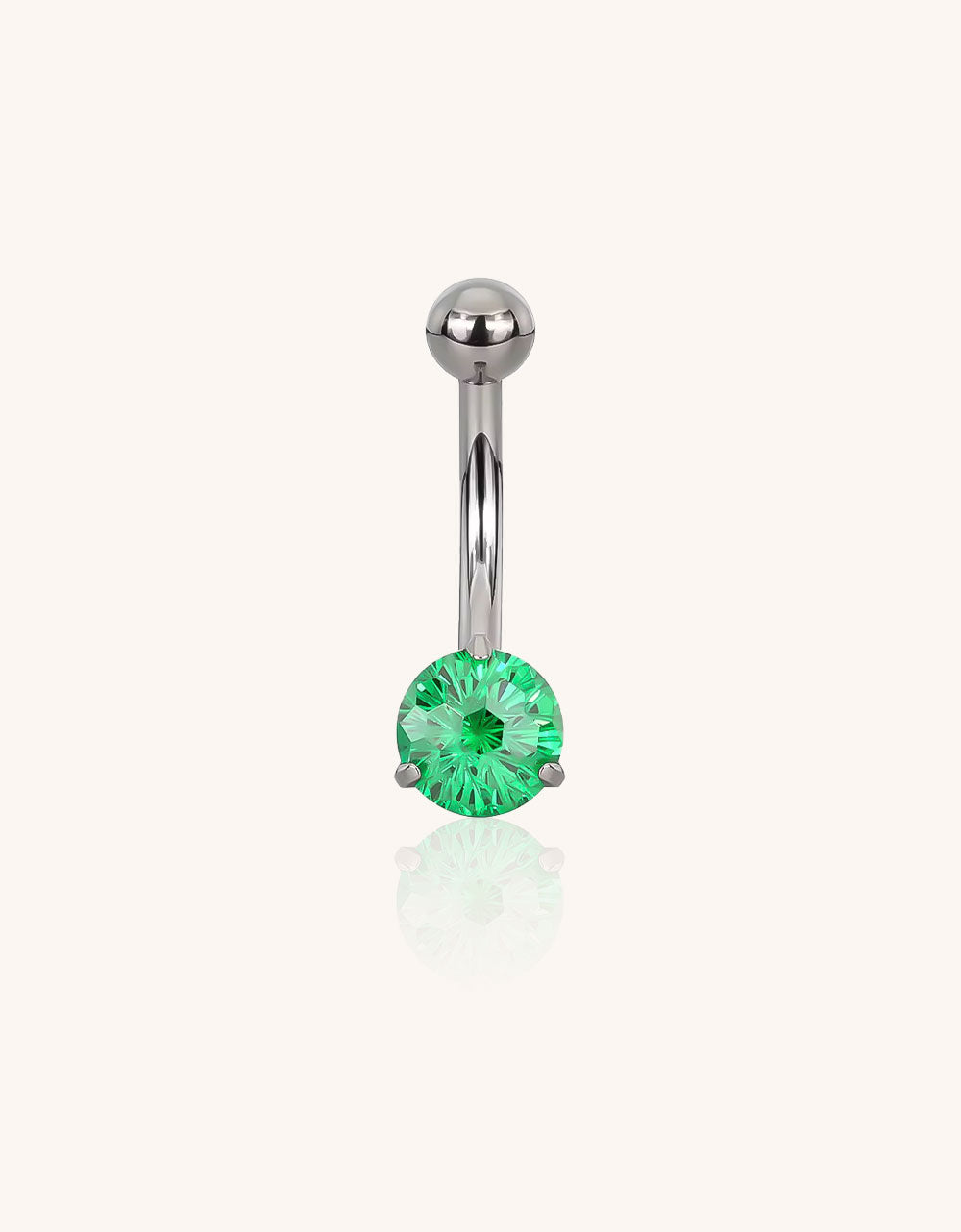Titanium Belly Button Ring with Prong-Set CZ – Hypoallergenic Navel Jewelry