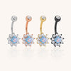 F136 Titanium Floral Opal Belly Ring – CZ Petal Design