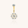Titanium Bezel-Set CZ Top with CZ Flower Belly Button Ring