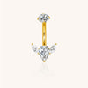 Titanium Bezel Set CZ Top With 2 Marquise CZ and Pear CZ Center Flower Belly Button Ring
