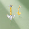 Titanium Bezel Set CZ Top With 2 Marquise CZ and Pear CZ Center Flower Belly Button Ring