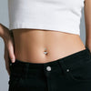 Titanium Bezel Set CZ Top With 2 Marquise CZ and Pear CZ Center Flower Belly Button Ring