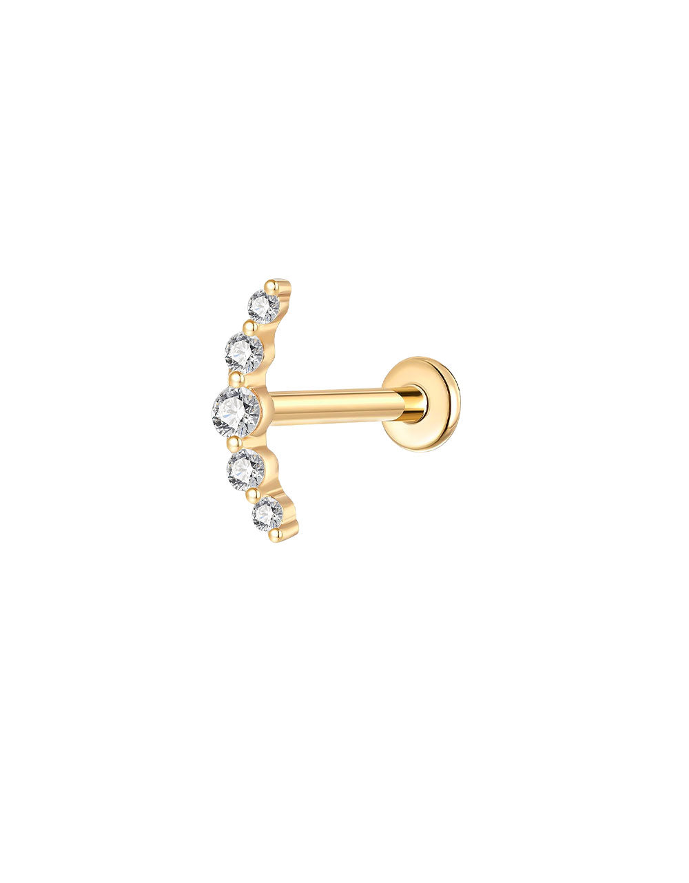 Gold 5-Stone Labret – Ear & Lip Piercing with Lab-Grown Diamonds