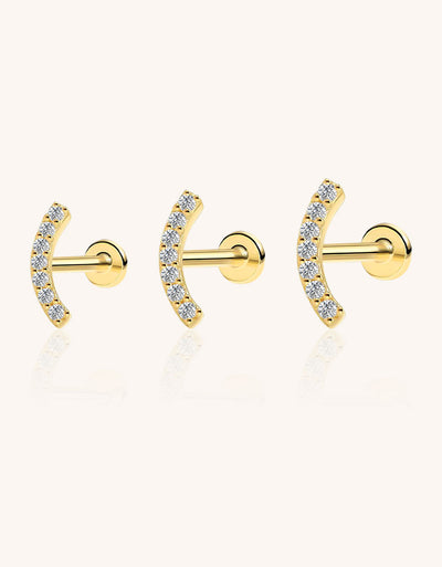 Gold Curved Bar Labret – Ear & Lip Piercing with Lab-Grown Diamonds