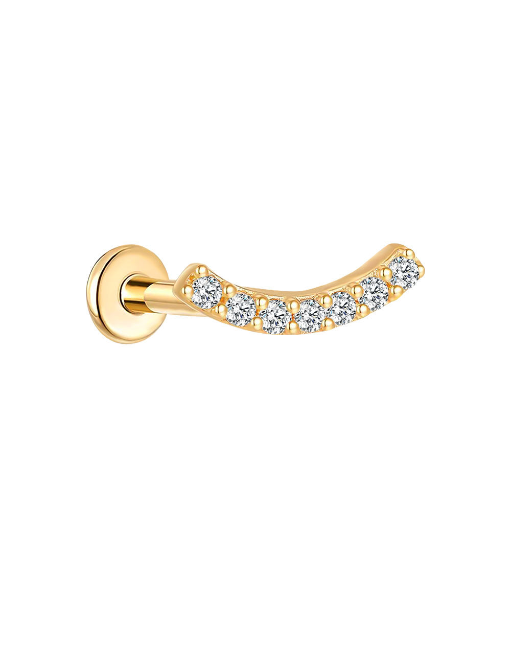 Gold Curved Bar Labret – Ear & Lip Piercing with Lab-Grown Diamonds