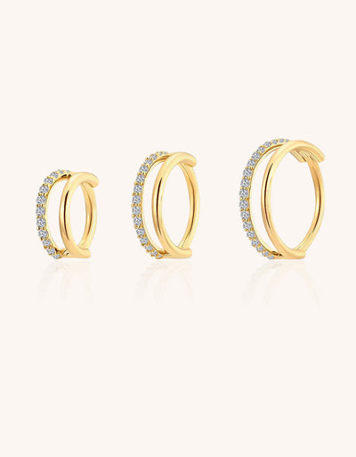 Gold Double Hoop Nose Ring – One Lab Diamond Band & One Plain Gold