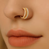 Gold Double Hoop Nose Ring – One Lab Diamond Band & One Plain Gold