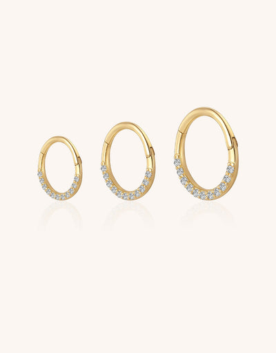 Gold Half Hoop Nose Ring – Lab-Grown Diamonds with Plain Gold Balance