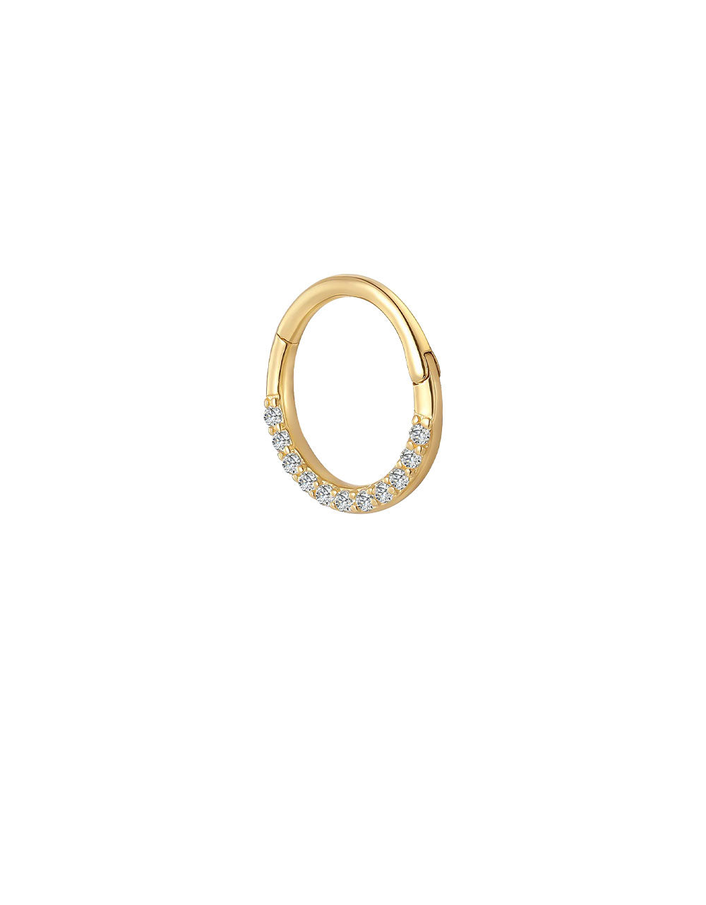 Gold Half Hoop Nose Ring – Lab-Grown Diamonds with Plain Gold Balance