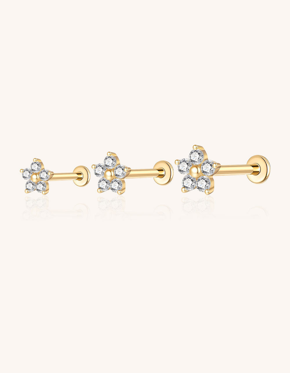 Gold Five-Pointed Star Stud Earrings – Lab-Grown Diamond Piercing Jewelry
