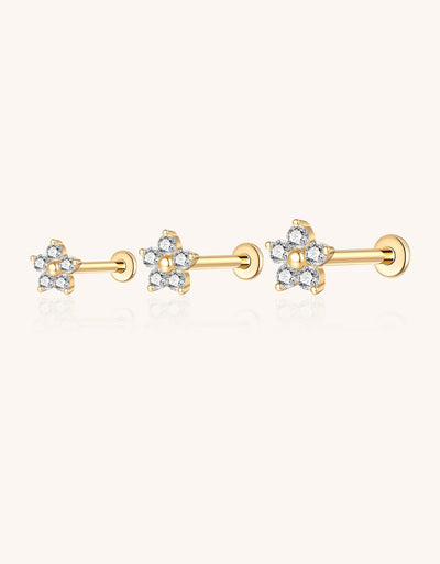 Gold Five-Pointed Star Stud Earrings – Lab-Grown Diamond Piercing Jewelry