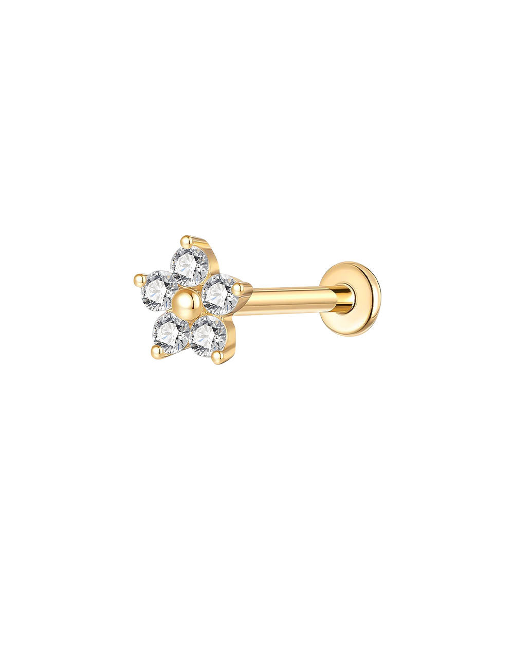 Gold Five-Pointed Star Stud Earrings – Lab-Grown Diamond Piercing Jewelry