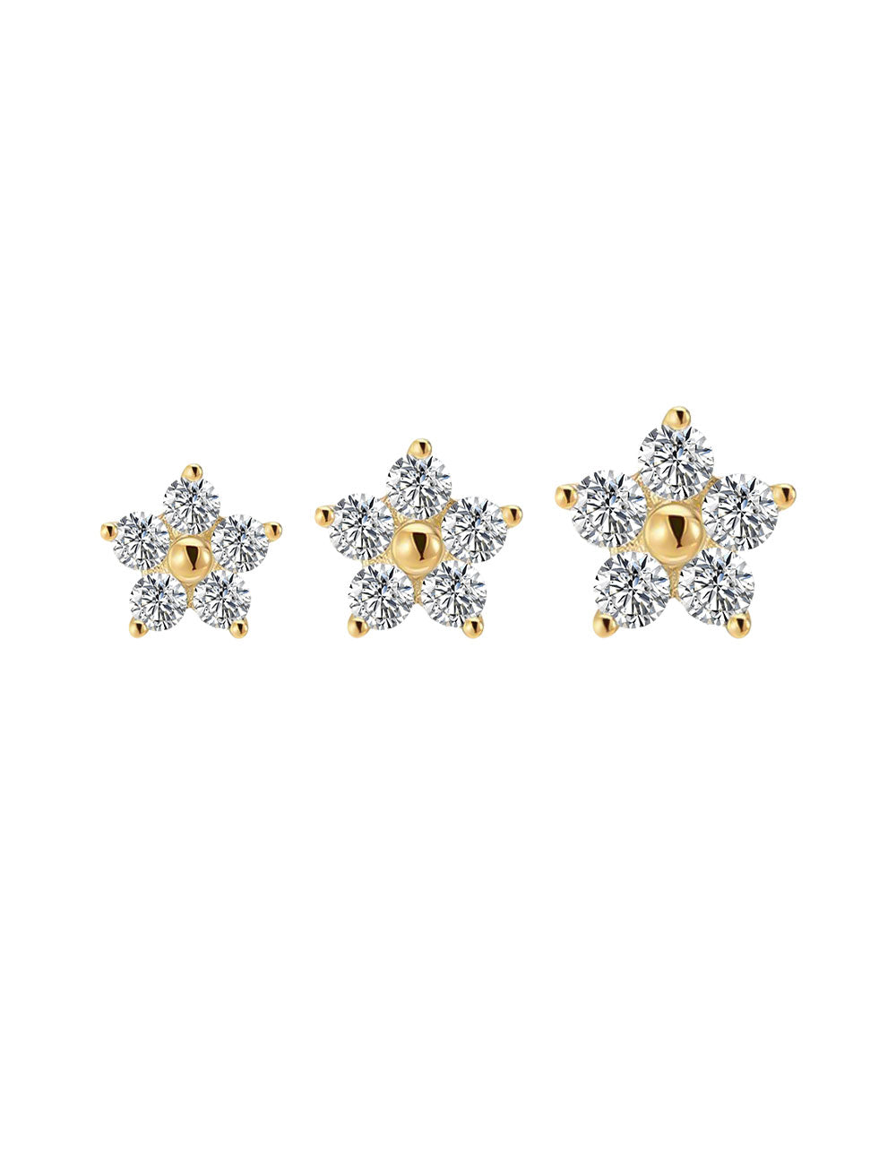 Gold Five-Pointed Star Stud Earrings – Lab-Grown Diamond Piercing Jewelry