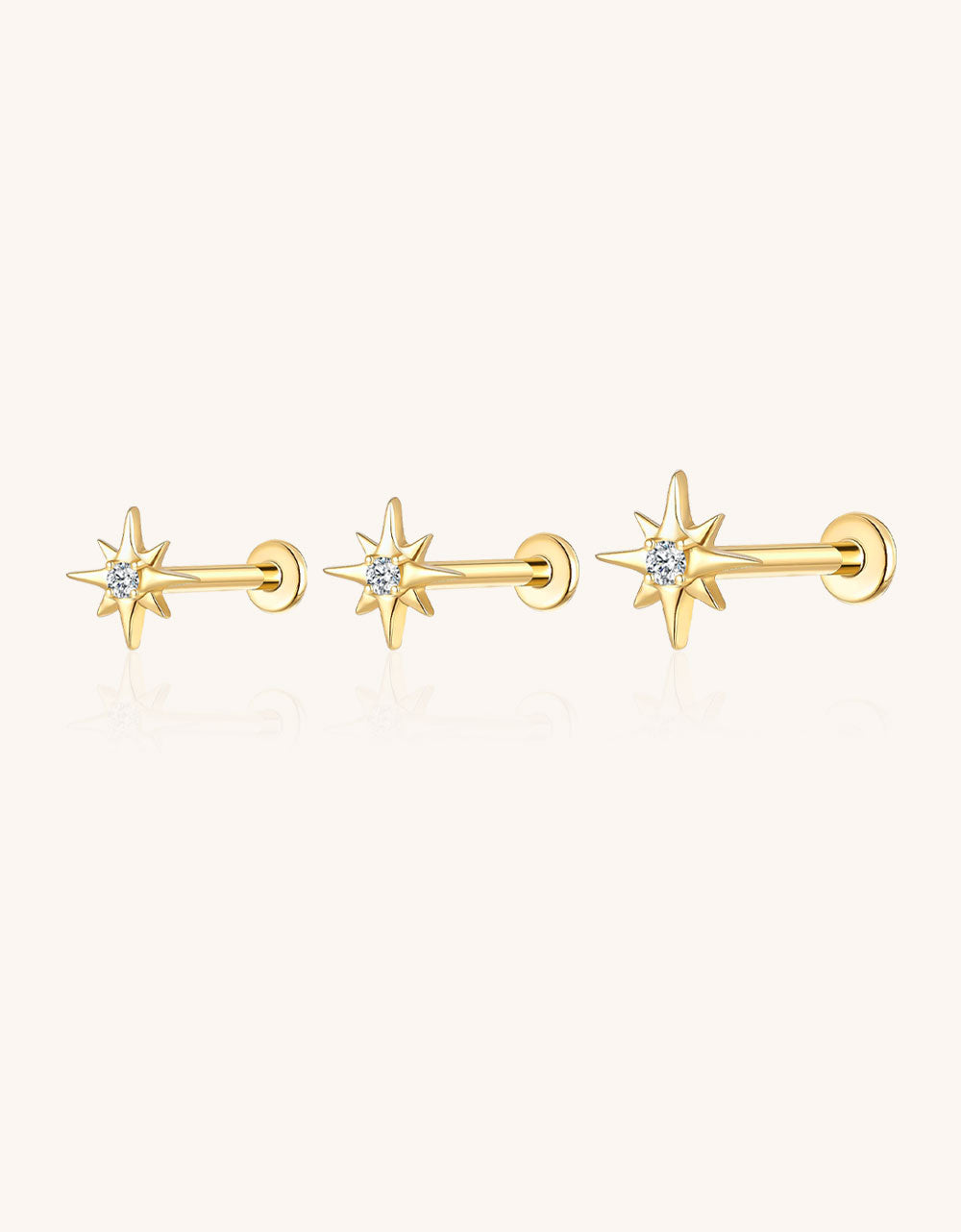 Gold Starburst Labret Studs – Lab-Grown Diamond Ear & Lip Piercing