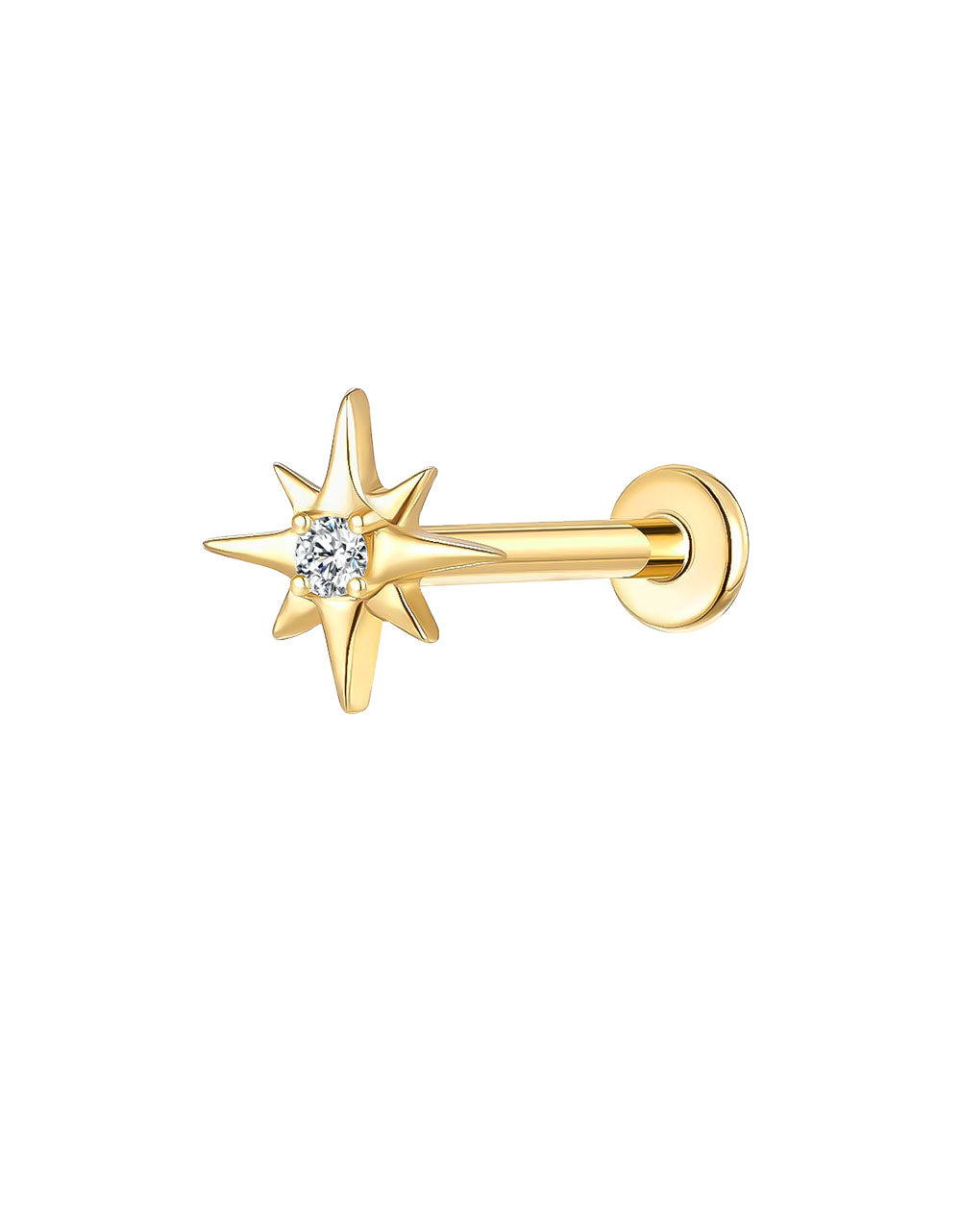 Gold Starburst Labret Studs – Lab-Grown Diamond Ear & Lip Piercing
