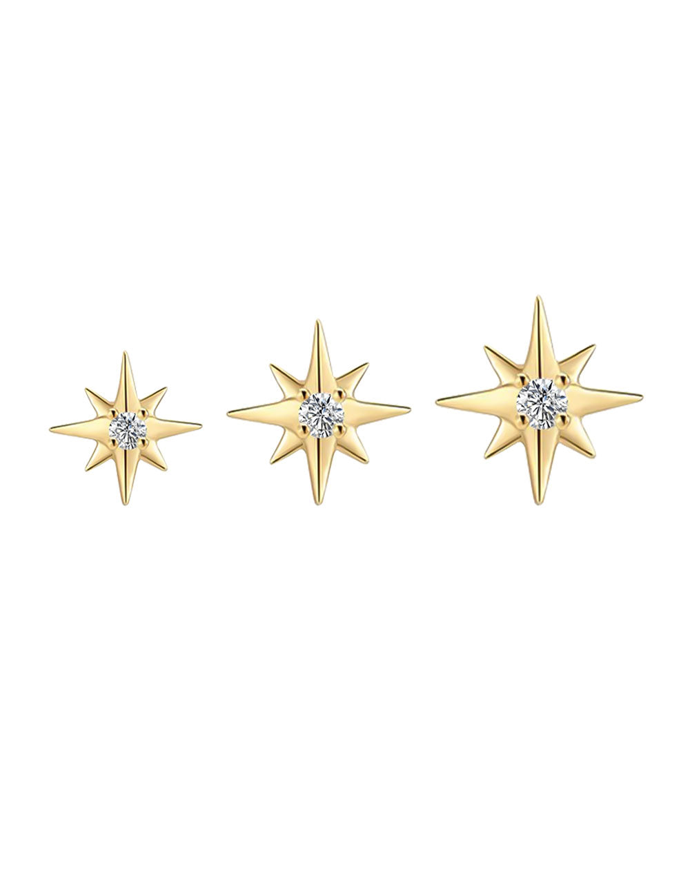 Gold Starburst Labret Studs – Lab-Grown Diamond Ear & Lip Piercing
