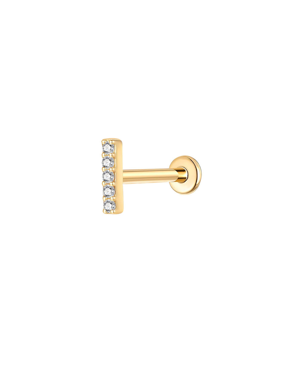 Gold Vertical Bar Labret – Ear & Lip Piercing with Lab-Grown Diamonds