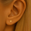 14K Solid Gold Cross Piercing Stud Minimalist Cartilage/Helix Earring