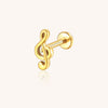 14K Solid Gold Music Note Stud Earring Hypoallergenic Minimalist Jewelry