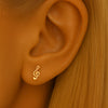 14K Solid Gold Music Note Stud Earring Hypoallergenic Minimalist Jewelry