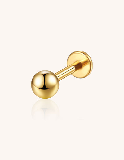 14K Gold Internal Thread Lip Stud｜3D Convex Ball Labret Piercing Jewelry