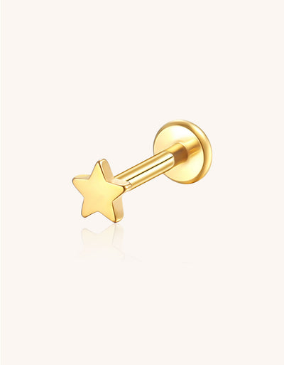 14K Solid Gold Star Piercing Stud Dainty Helix/Cartilage Earring