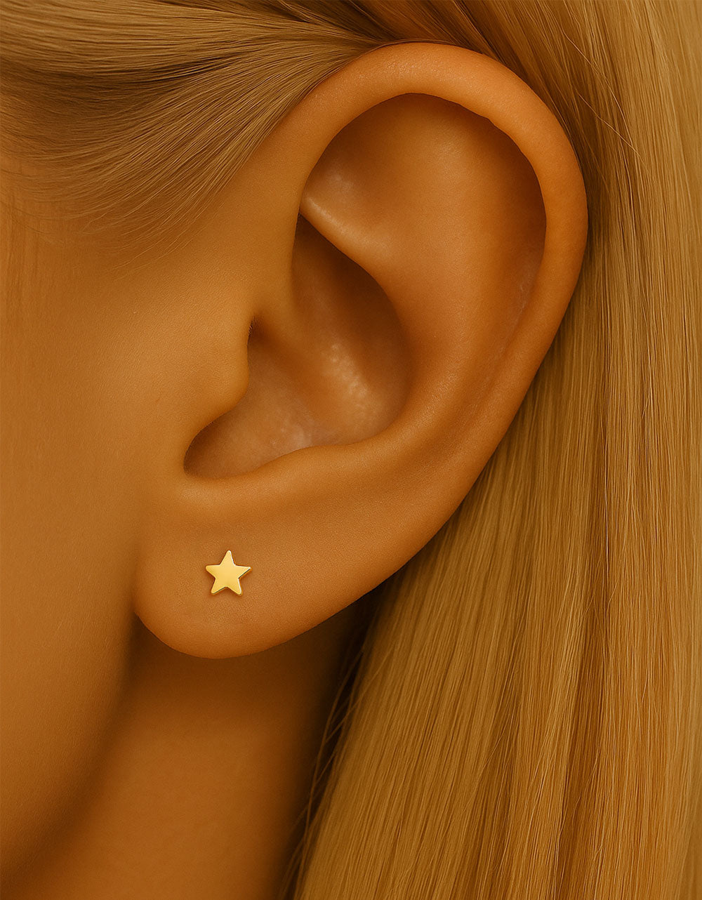 14K Solid Gold Star Piercing Stud Dainty Helix/Cartilage Earring
