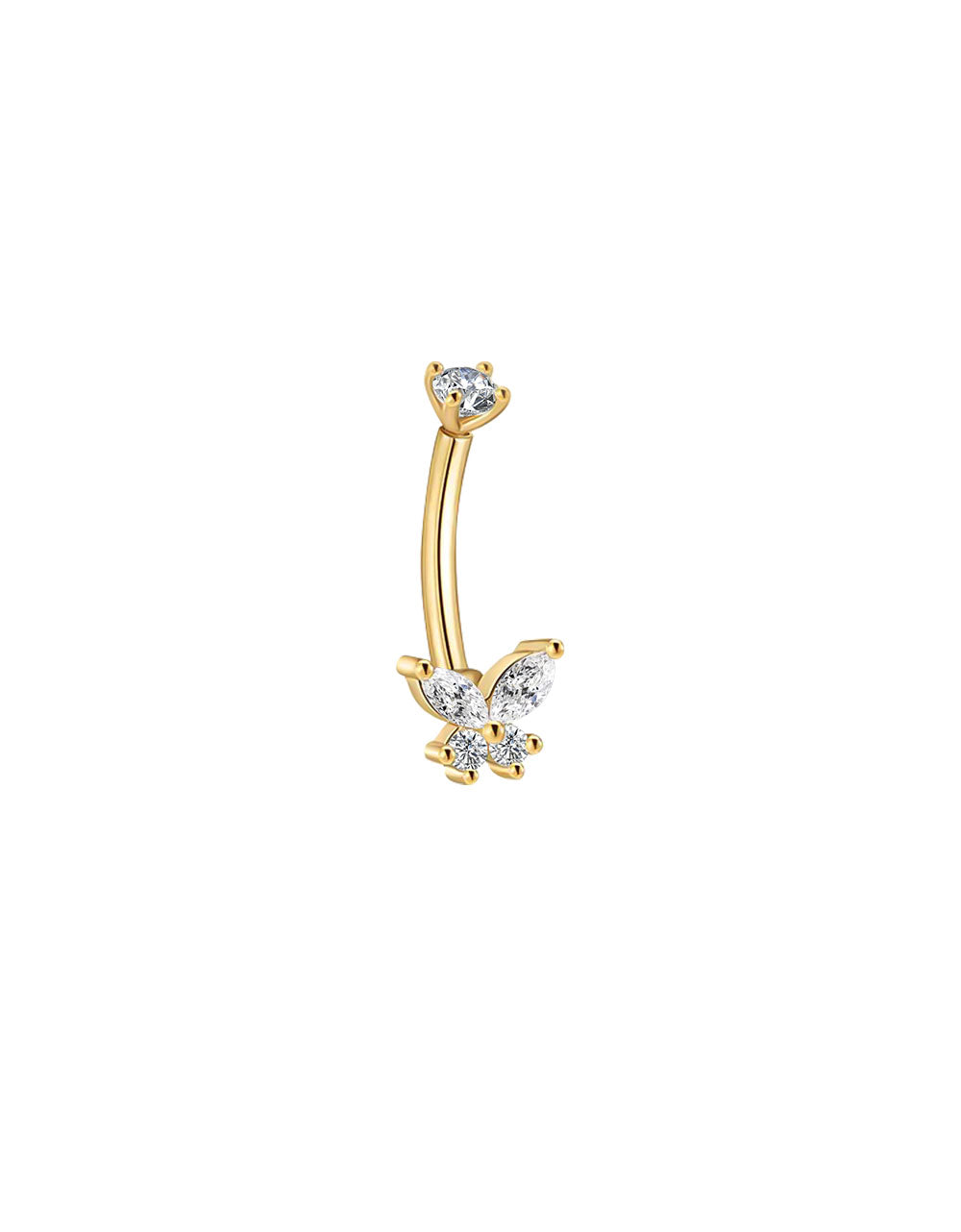 Gold Butterfly Belly Button Ring – Moissanite Navel Piercing Jewelry