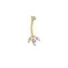 Gold Leaf Belly Button Ring – Marquise Moissanite Navel Piercing