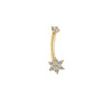 Gold Five-Pointed Star Belly Button Ring – Moissanite Navel Piercing