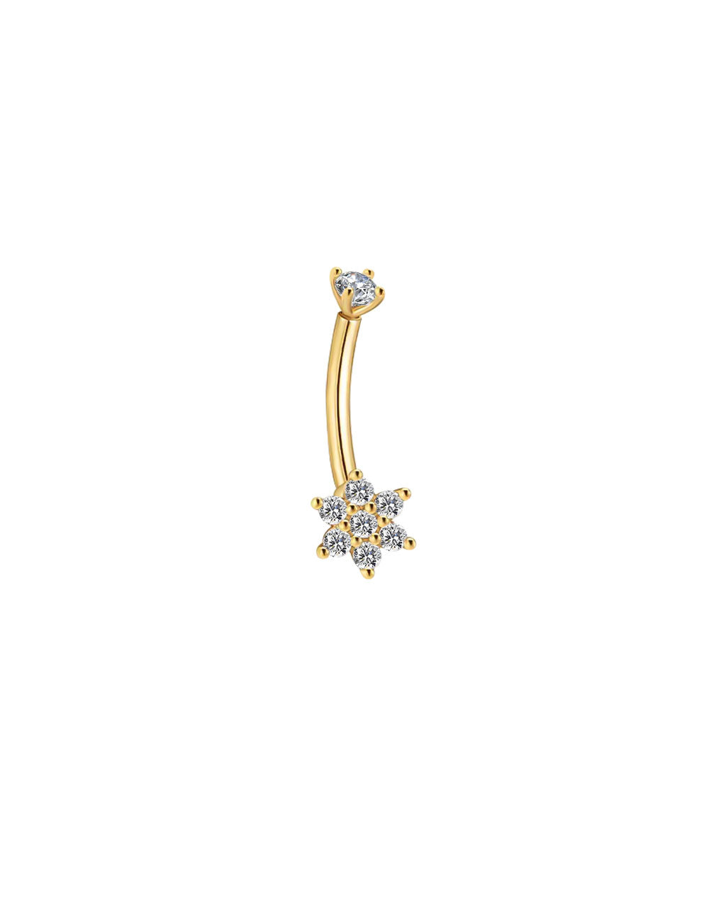 Gold Five-Pointed Star Belly Button Ring – Moissanite Navel Piercing