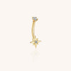 Gold Starburst Belly Button Ring – Moissanite Navel Piercing Jewelry