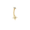 Gold Starburst Belly Button Ring – Moissanite Navel Piercing Jewelry