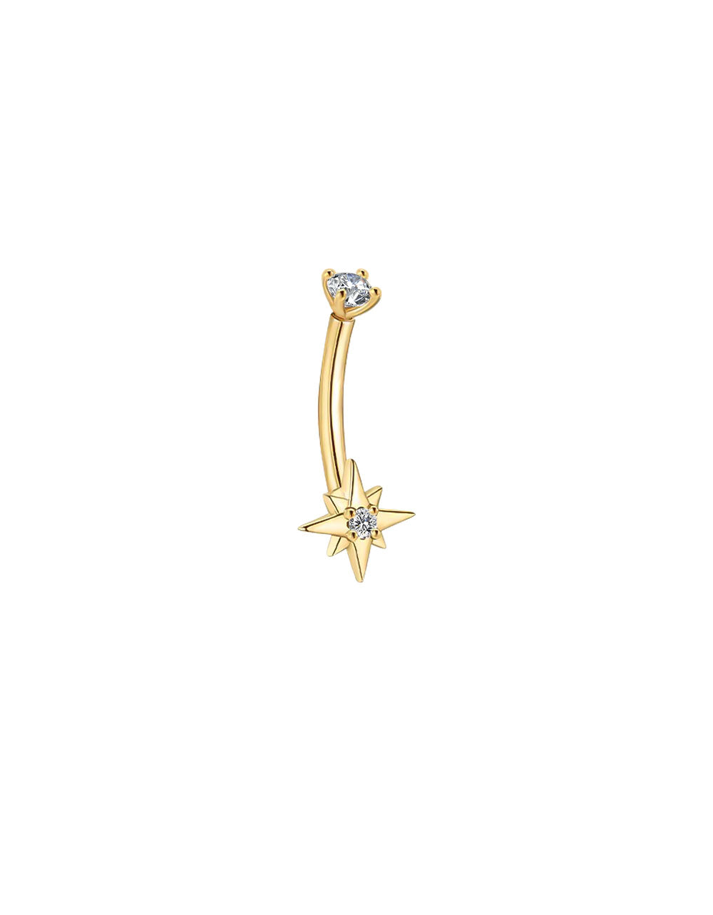 Gold Starburst Belly Button Ring – Moissanite Navel Piercing Jewelry