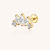 14K Gold Five Marquise CZ Internally Threaded Labret Stud – Elegant Lip Piercing Jewelry