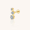 14K Gold Three Round Cubic Zirconia Internally Threaded Stud – Ear & Lip Piercing Jewelry