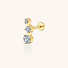 14K Gold Three Round Cubic Zirconia Internally Threaded Stud – Ear & Lip Piercing Jewelry