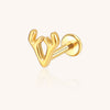 14K Gold Minimalist Antler Labret Stud – Elegant Lip Piercing Jewelry