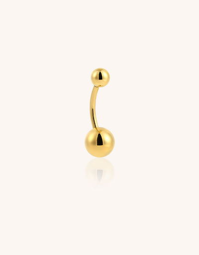 14K Solid Gold Belly Button Ring–Classic Ball End